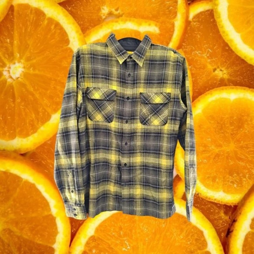 Vintage Analog Plaid Yellow and Black‎ Shirt Size Small